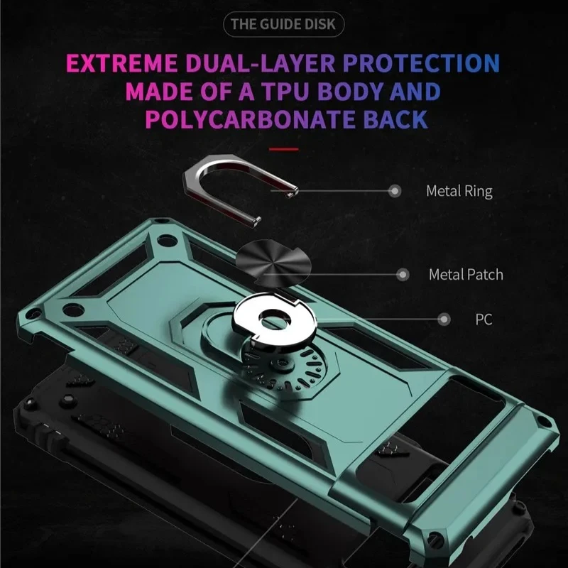 Stylish Magnetic Ring Holder Shockproof Phone Case with Protective Armor Back Cover