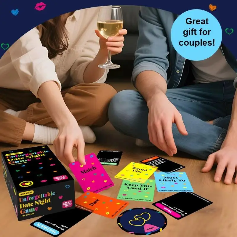 커플 데이트 나이트 보드게임 카드 게임, 진실 혹은 도전 성인 파티 게임, 데이트 상호작용을 높이는 테이블탑 카드 게임