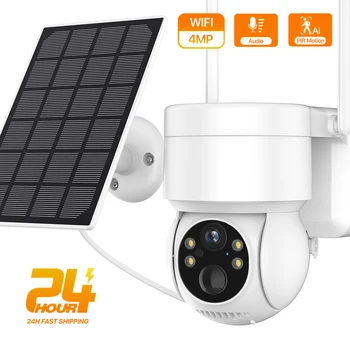 Cámara inalámbrica para exteriores, videocámara de videovigilancia con batería integrada, WiFi, 4MP, HD, Solar, IP, 1080P, bateria