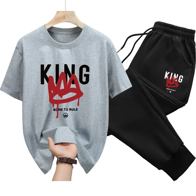 Mens Cotton Tracksuit Set Sport Casual Outfit