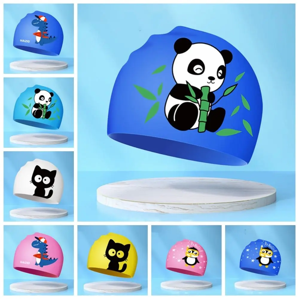 Lightweight Waterproof Children Swimming Cap Silicone Cartoon Kid Swimming Hat Protect Ears Animal Bathing Hats Cap Swiming Pool 6