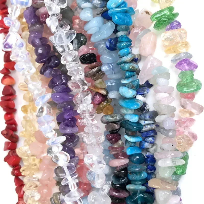 Natural Stone Beads for Jewelry Making - Irregular Crystal Quartz Gravel Beads, 16-Inch Strand