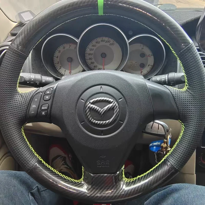 Custom Steering Wheel Cover Carbon Fiber Genuine Leather 100% Fit For Old Mazda 3 Mazda 5 Mazda 6 Pentium B70 Car Accessories
