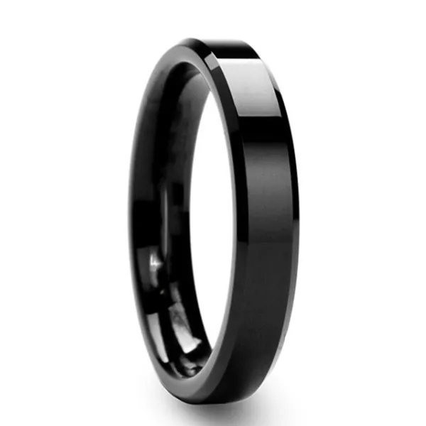 

Hot selling classic 4mm beveled smooth faced titanium steel ring in Europe and America CAR55