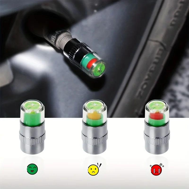 Tire Pressure Monitor 4/2pcs External Valve Air Pressure Monitor Caps High Precision Early Warning