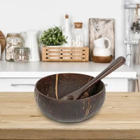 Natural Coconuts Bowl Set Salad Ramen Bowl Coconuts Spoon Set Ramen Kitchen Tableware Coconuts Bowl 1