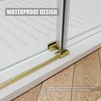 56-60 inch W x 76 inch H glass shower door, frameless shower door with handle and waterproof sealing strip, gold color 2