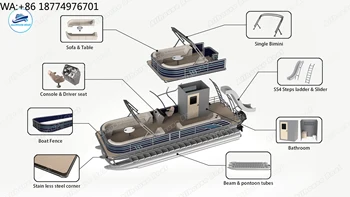 pbd 25 double decker luxury aluminum pontoon boat motor new outboard engine for fishing party or furniture boat use