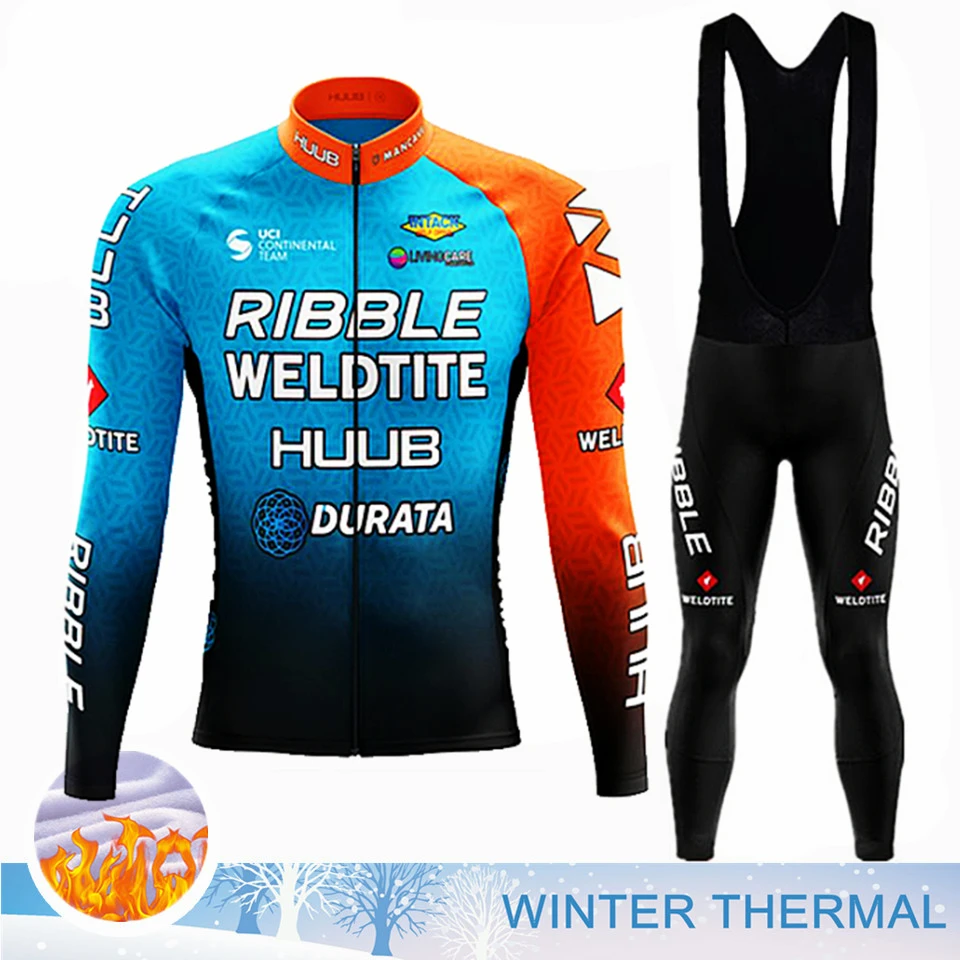 2023 New HUUB Winter Fleece Pro Cycling Jersey Sets Mountian Bicycle