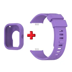 Silicone Watch Strap with Protective Case and Shockproof Screen Protector Cover (Purple)
