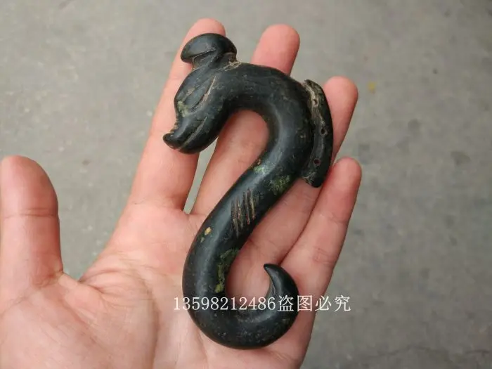 

Hongshan Culture, Liangzhu Culture, Iron Meteorite, S Dragon Hook Pendant, Old Item, Antique, Antique, Jade Ware, Miscellaneous