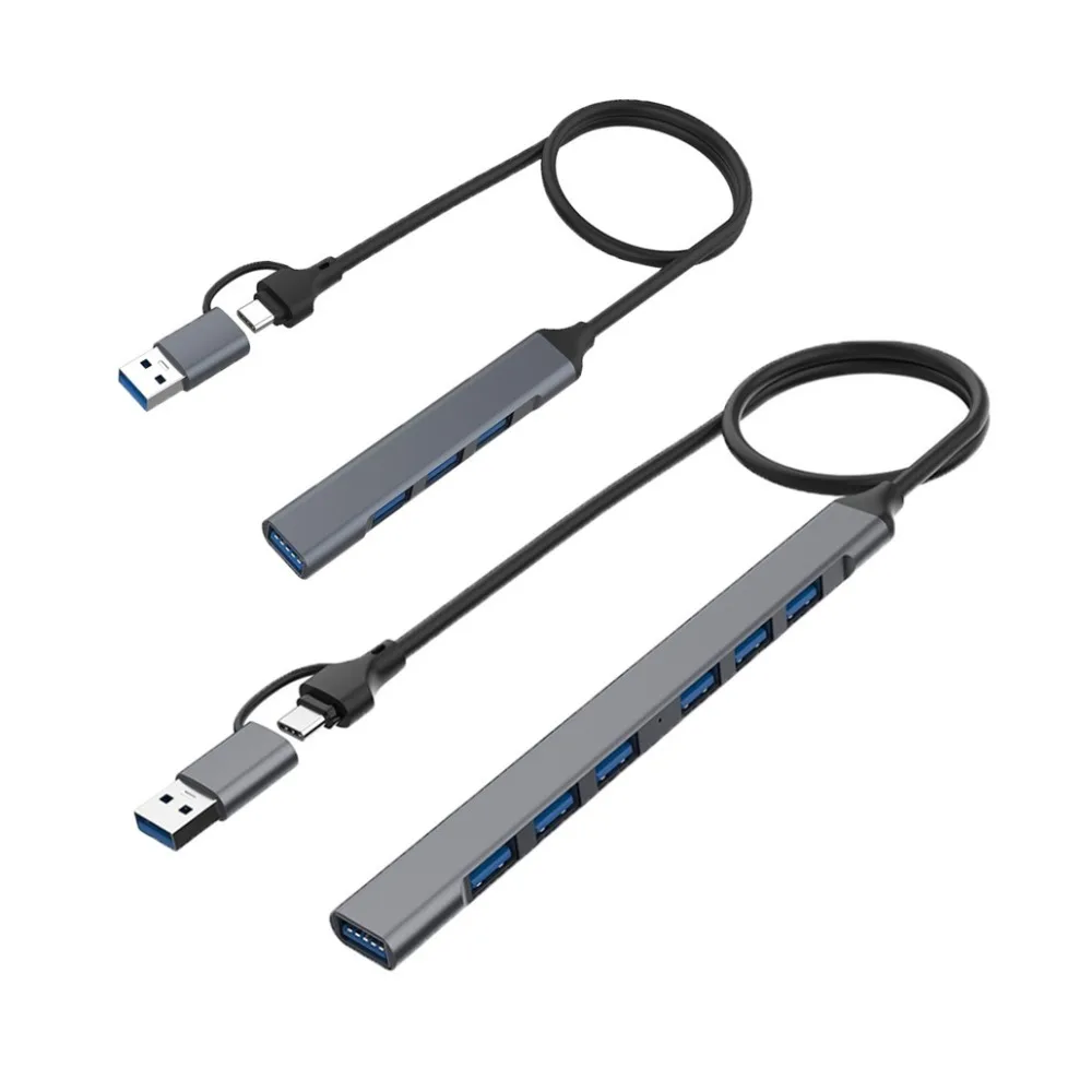 USB 3.0 C 타입 도킹 스테이션, 알루미늄 합금, 그레이 USB 3.0 확장기, 컴퓨터 허브, 2 인 1 도킹 스테이션, 4 포트, 7 포트