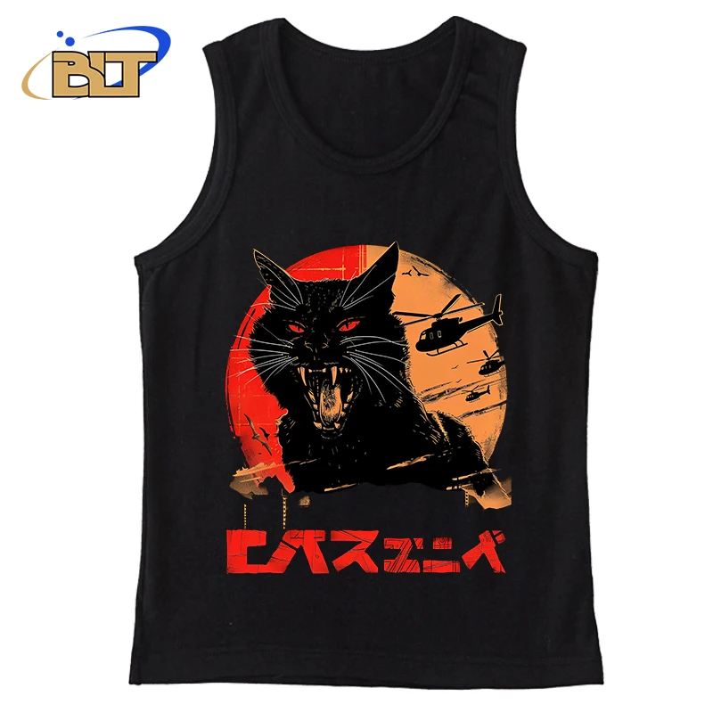 

Детская одежда с принтом catzilla, летний детский жилет, Повседневная футболка без рукавов, спортивный топ для мальчиков