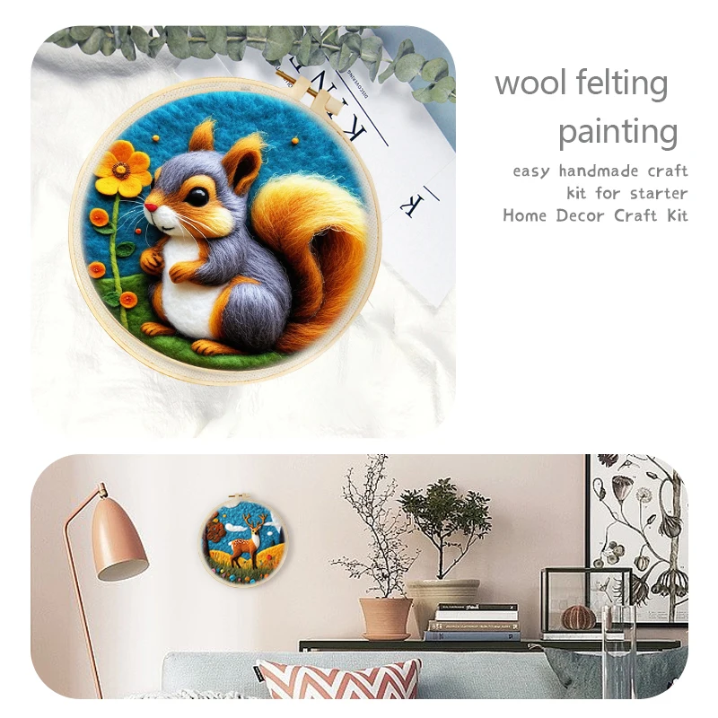 Needle Felting Kit Wool Felting Kit Needle Felting Painting Kit GATYZTORY Wool Felting Painting Kit Kit Unicorn Sheep Deer Felt Crafts Package Felt Needle For Handwork Funny Diy Crafts 20x20cm