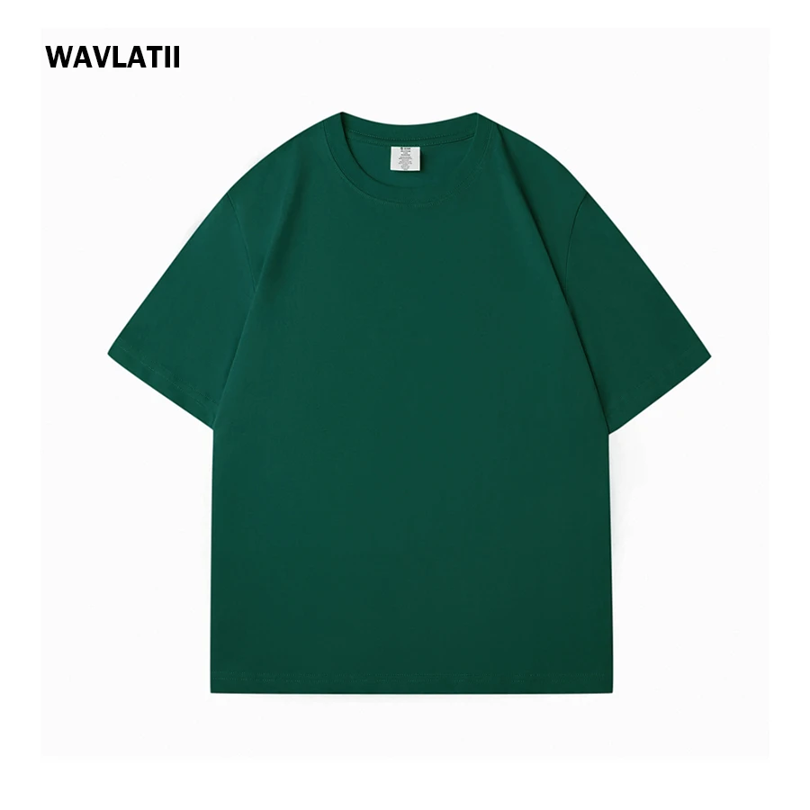 WAVLATII Women New Casual Solid T shirts Female White Black Short Sleeve Summer Tees Lady 100% Cotton O-neck Unisex Tops WT2501 4