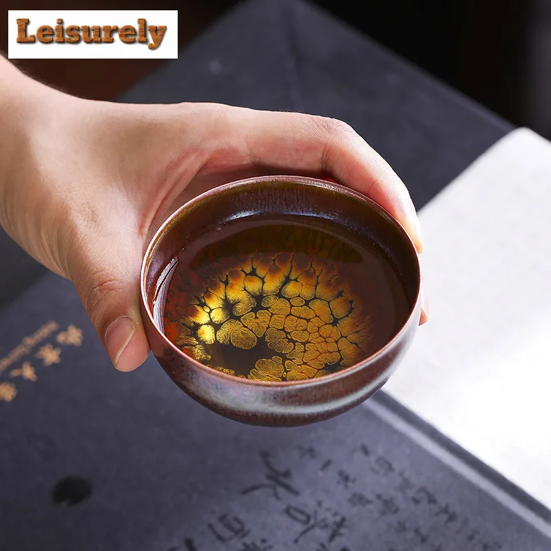 Kiln Fambe Purple Gold Thin-walled Teacup Boutique Tea Bowl Cute Cup Tea-tasting Personal Cup Chazhan Master Cups Tea Services