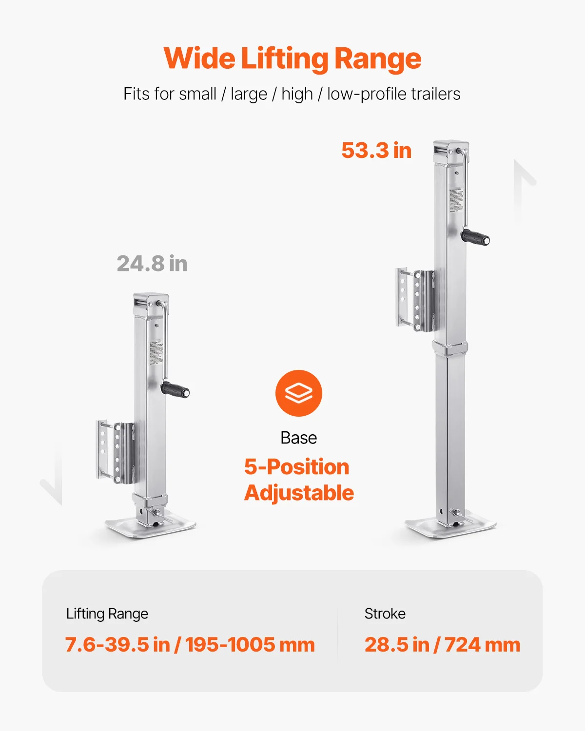 SucceBuy 8000lbs Sidewind Trailer Jack Swivel Bolt-on Support Legs 28.5"Lift with Handle Stand Steady Boat RV Parts Accessories