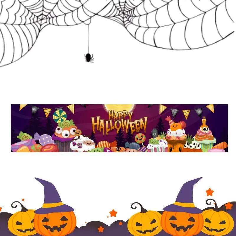 

Happy Halloween Yard Sign Candy Haunted House Scary Pumpkin Halloween Banner 180X40Cm/70.9X15.7Inch Halloween Fence Banner For