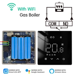 Smart WiFi Programmable Floor Heating Thermostat - Voice - Controlled Temperature Controller (Boiler - Battery)
