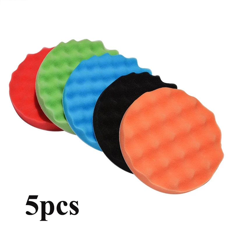 5Pcs 5/6/7Inch Car Polisher Polishing Sponge Pad Kit Auto Waxing Beauty Tool 125/150/180mm ing Pads Cleaning and Maintenance