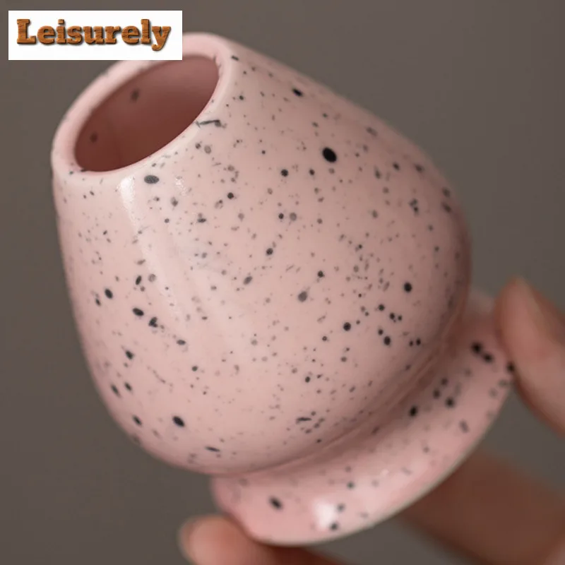 Ink Dot Romantic Pink Matcha Eight-piece Set Song Dynasty Tools Tea Whisk Brush Powder Sieve Japanese Ceramic Bow Tea Items Gift