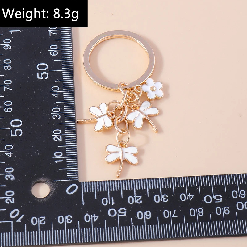 Niedliche Tier Libelle Schlüssel anhänger Emaille Blume Charms Schlüssel ringe für Frauen Männer Auto Schlüssel Handtasche Anhänger Schlüssel anhänger DIY Accessoires