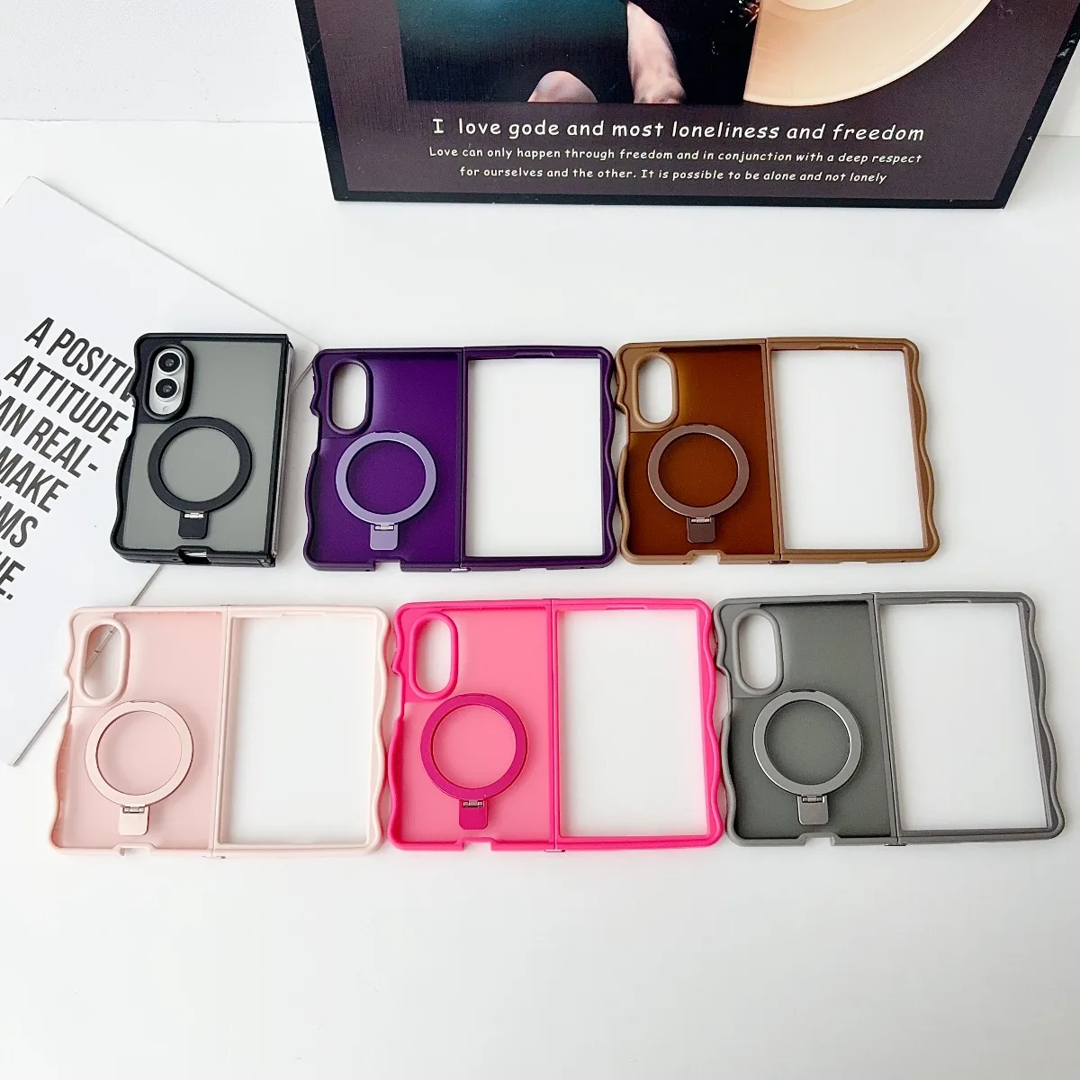 360 Magnetic Rotating Ring Bracket Frosted Translucent Phone Case