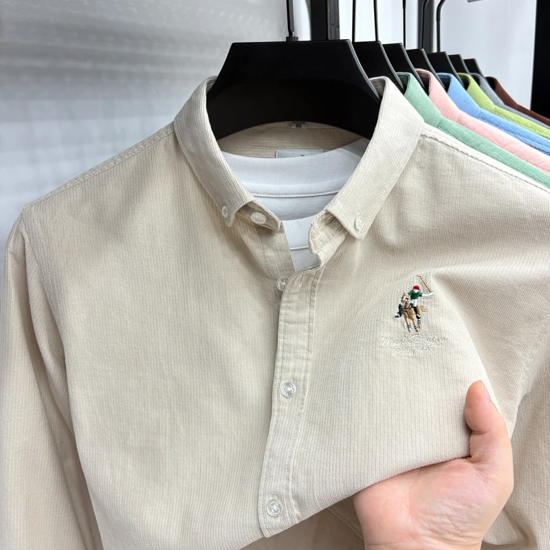 Spring and Autumn New 100% Cotton Long Sleeve Shirt for Men's Business, Leisure, Skin Friendly, Comfortable Collar Shirt Coat