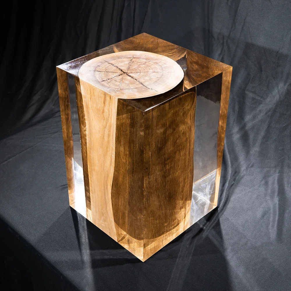 Modern acrylic epoxy luxury Minimalist Living Room Bedroom Removable Sofa Side Table wood Bedside Corner Table
