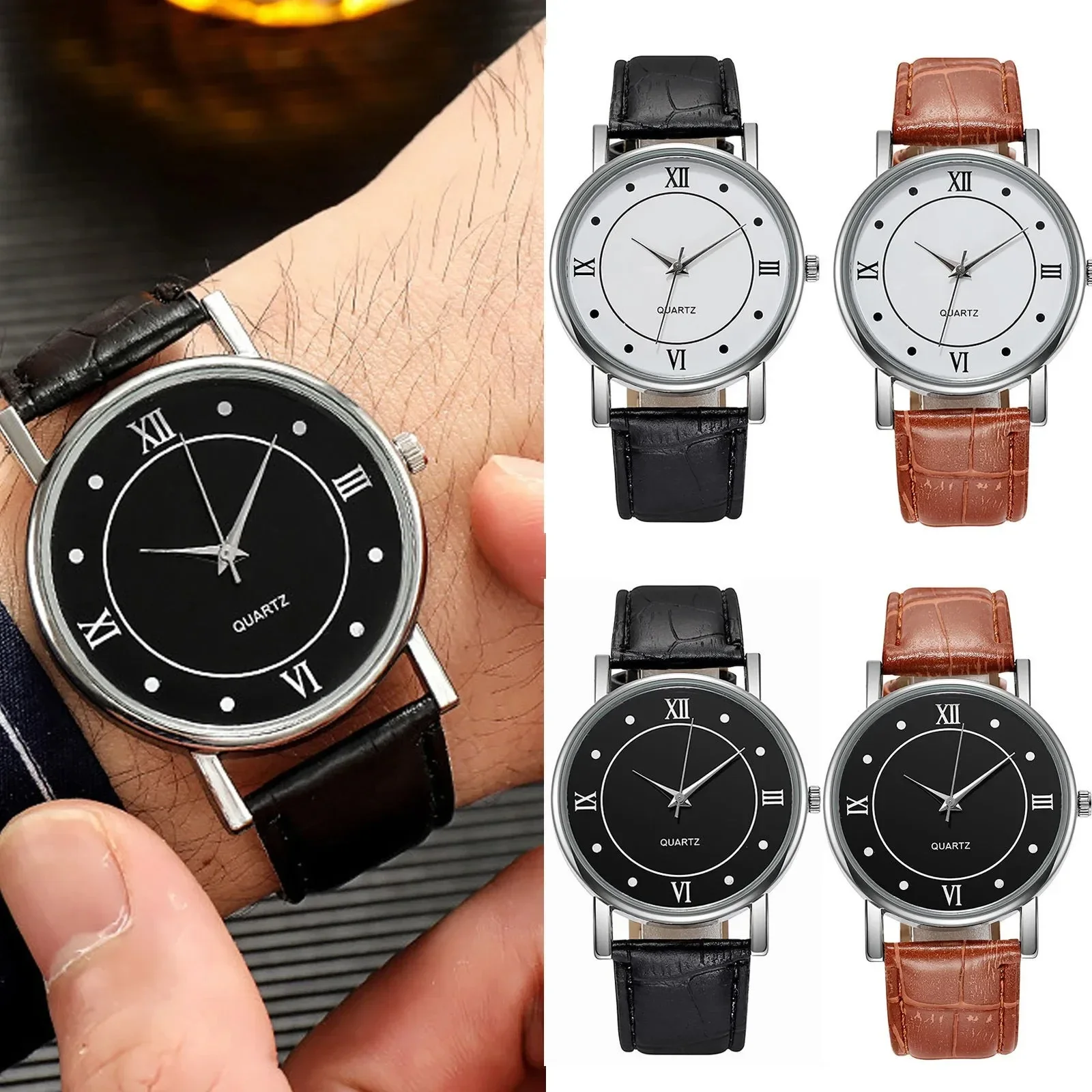 

2023 Men men Leather Strap Digital Watch Luxury Pin Men's Watch Blue Glass Belt Business Watch Casual Relogio Feminino