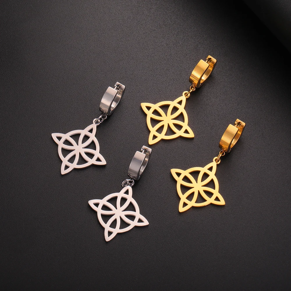 Dawapara Hexenknoten-Ohrringe, Celtics-Knoten-Creolen, Wicca-Schmuck, Edelstahl, irisches Glück, Neujahrsgeschenk – Detail 13