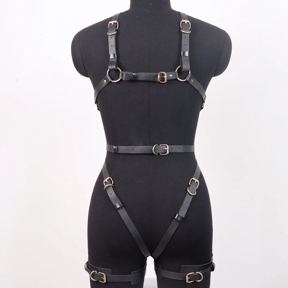 Leather Fetish Corset Harness, Women Full Body Set, Bdsm Harness