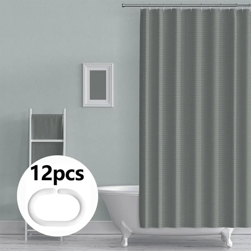 Waterproof Mildew-Proof Shower Curtain Set - Modern Plant Print with 12 Hooks