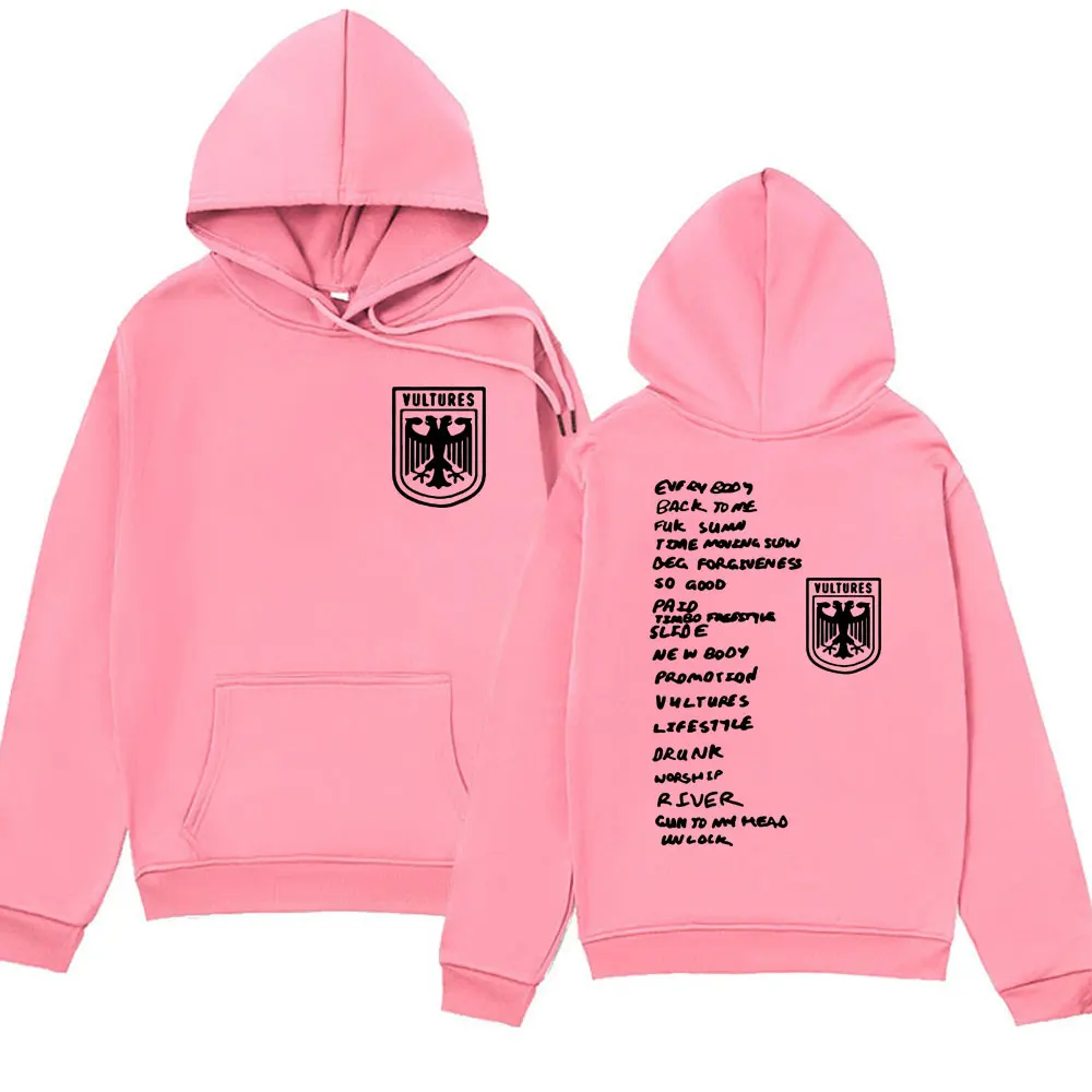 Rapper Kanye West Vultures Graphic Hoodie Men Women Clothes Fashion Hip Hop Hooded Sweatshirts Oversized Long Sleeve Pullover