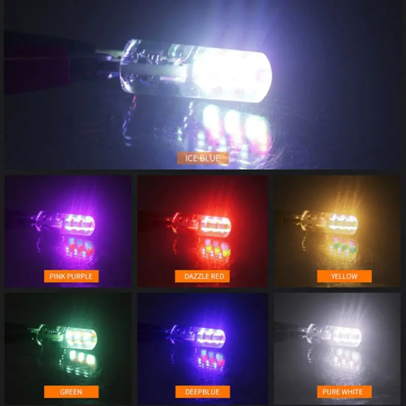 2Pcs 자동 독서 빛 T10 W5W RGB LED 전구 자동차 인테리어 돔 램프 Re D0UC
