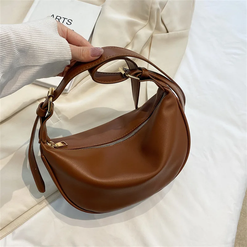 

Contrast Color Small Bag Winter New Solid Color Versatile Underarm Fashionable Dumpling Bag Commuting Shoulder Crossbody Bag