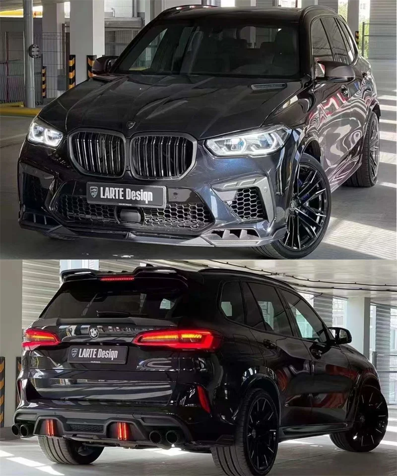 For-BMW-F95-X5M-Real-Carbon-Fiber-Front-Lip-Rear-Diffuser-Bumper-Side ...