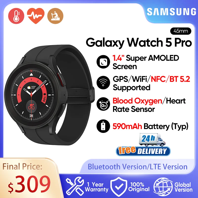 Samsung Galaxy zegarek 5 Pro 45mm Smartwatch szafirowe szkło