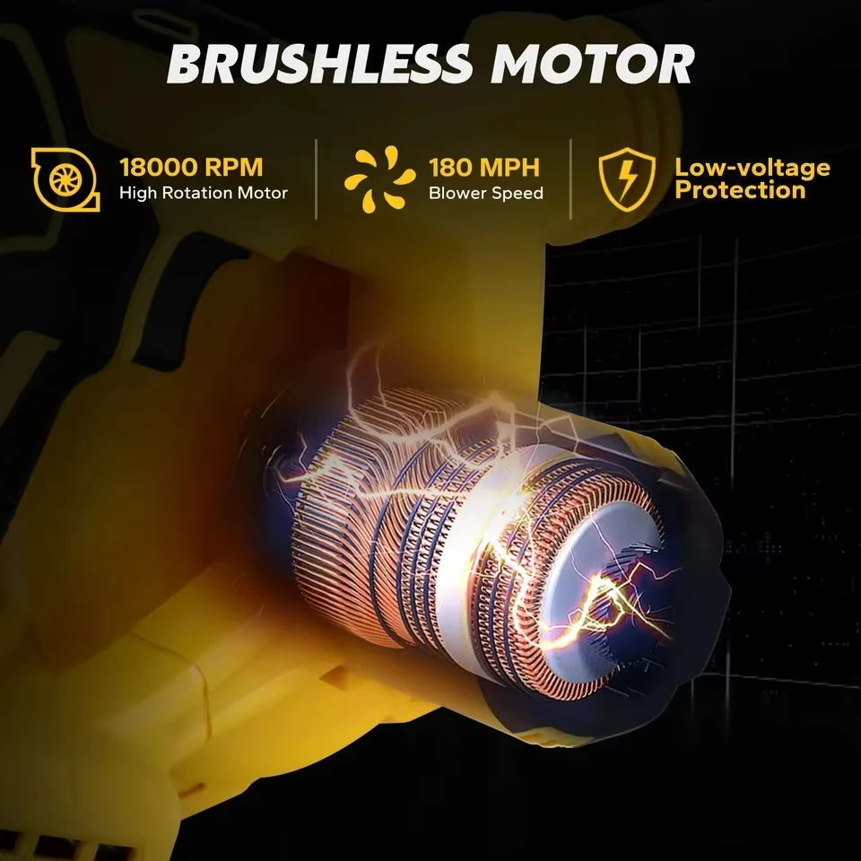 Cordless Electric Hair Dryer Brushless Portable Vacuum Cleaner for Dewalt 20V Battery