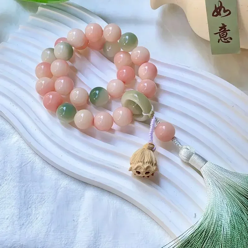 

Оригинальная новая летняя ручная подвеска в виде лотоса с круглыми бусинами 14 мм, Новый китайский стиль в древнем стиле, лотос, кисточка, милая Подвеска для девочек