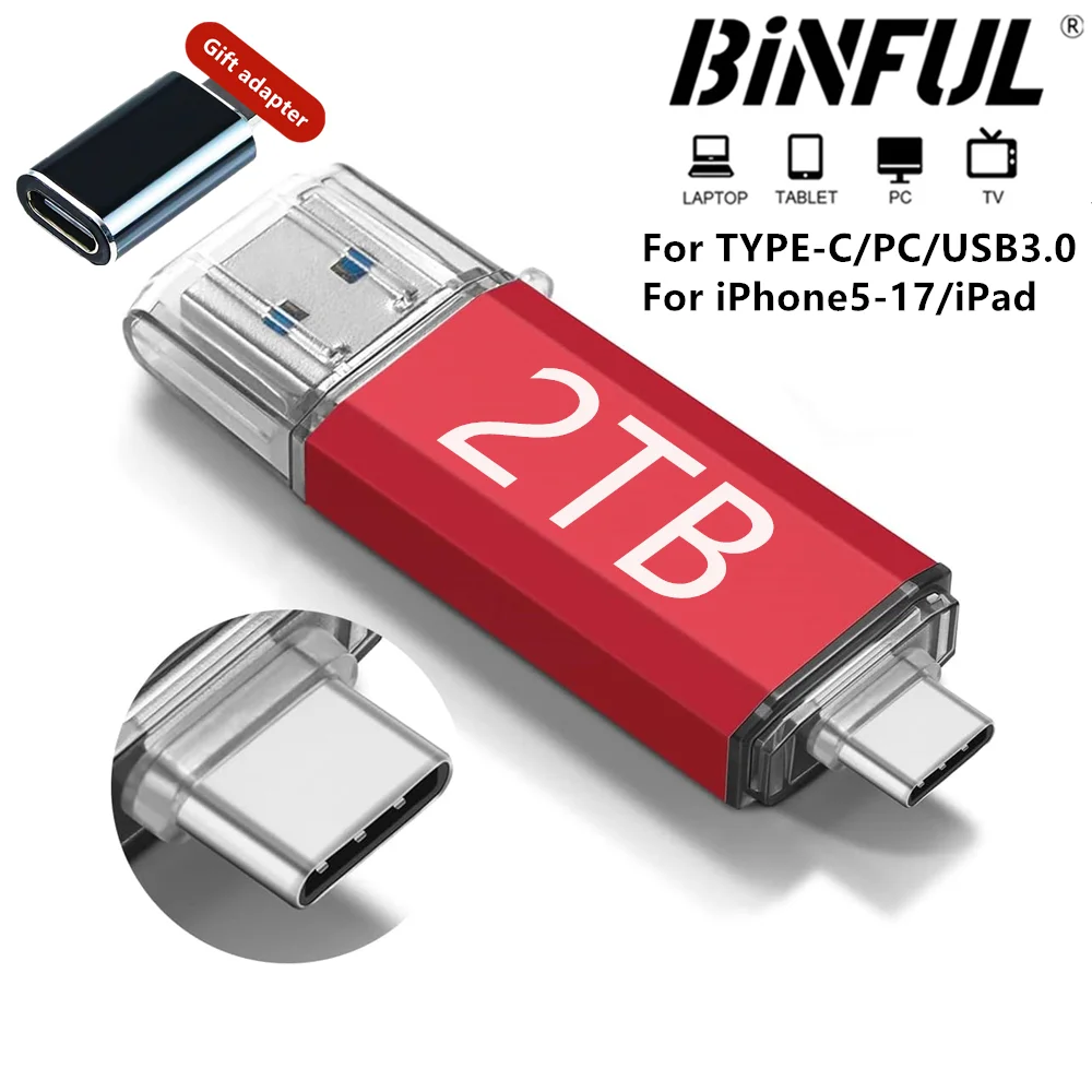 Clé USB OTG 2 to USB 3.0 Type C pour iPhone ipad 1 to 512GB 256G clé USB Samsung Huawei Xiaomi Android clé mémoire pour ordinateur portable