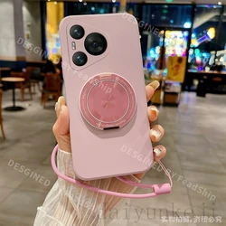 Magnetic Silicone Phone Case with Holder Bracket and Soft Cover for Pura 80 (Light Purple)