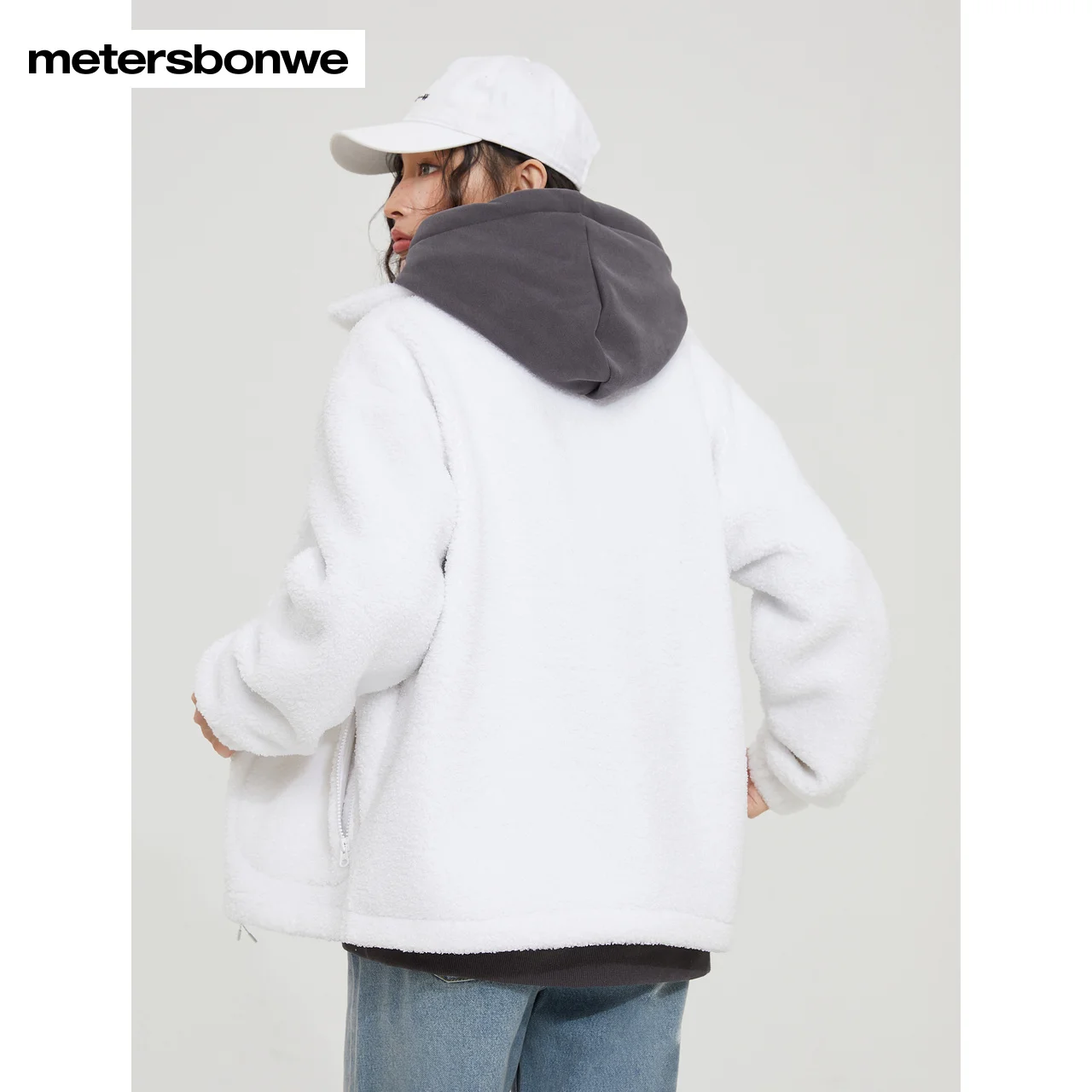 Metersbonwe 22 New Winter Women's Bright Velvet Stand Collar Jackets Solid Color Loose Warm Wear Fashion Trend Autumn Outwear
