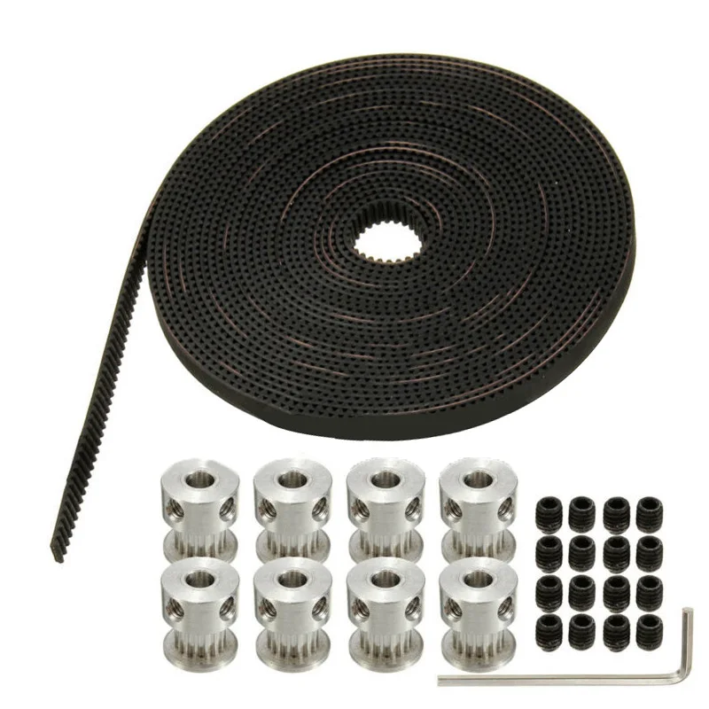 

26PCS 5M Timing Belt GT2 16T 5mm Fiber Aluminum Alloy Reinforced Rubber Bore Pulley For RepRap Prusa Mendel For 3D Printer