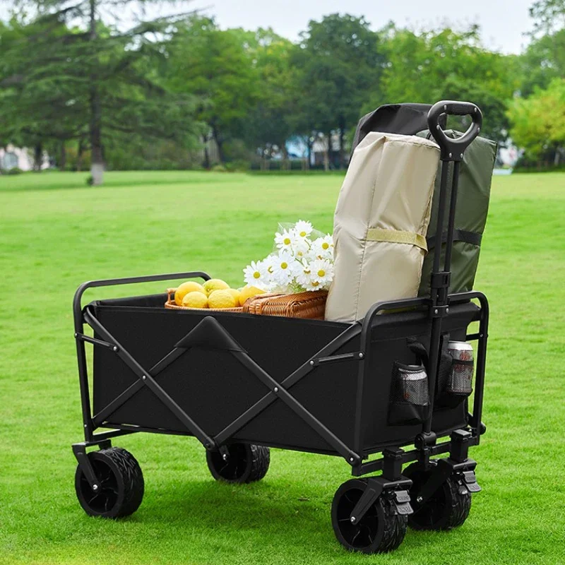 

Camper car Outdoor collapsible trolley camp camper car picnic car trailer delivery trolley trolley with drawbar Outdoor Carts