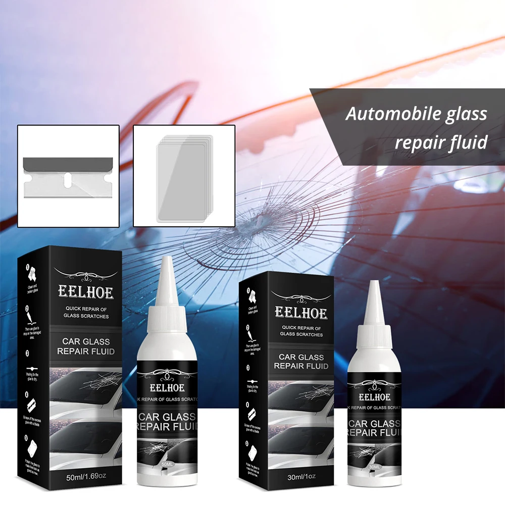 Windshield Repair Kit Cracked Glass Repair Kit Windscreen Repairing Glue  Adhesives Glass Repair Fluid For Car Windshield Chips Cracks 50ml