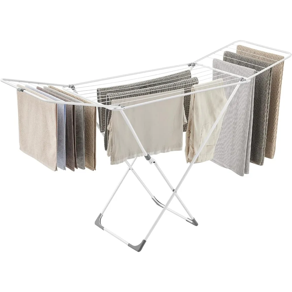 

SONGMICS Clothes Drying Rack, Metal Laundry Drying Rack, Foldable, Space-Saving, Free-Standing Airer, with Gullwings
