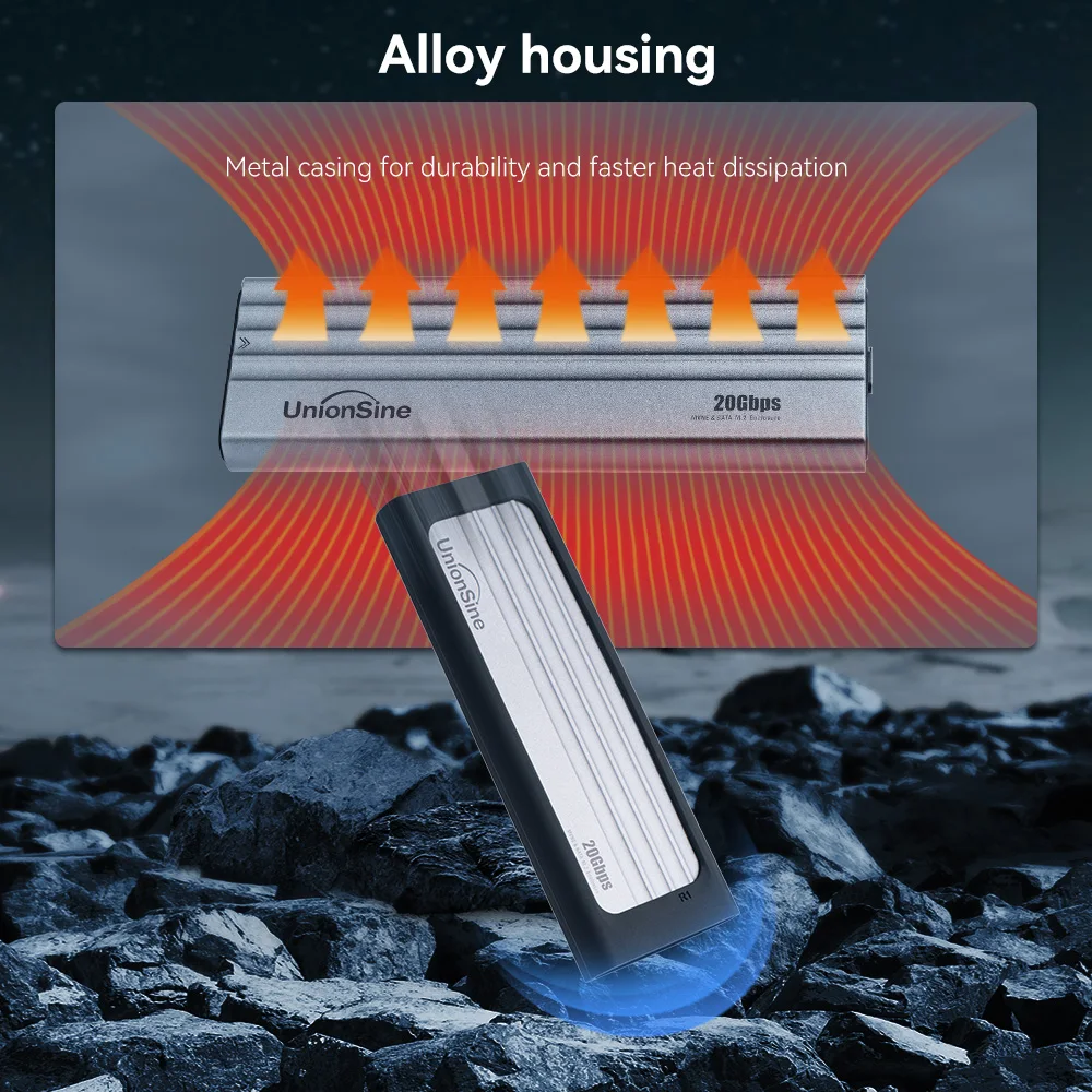 Unionsine-carcasa de SSD M.2, adaptador USB 3,2 Gen2, USB C, teclas M y B & M para 2230, 2242, 2260