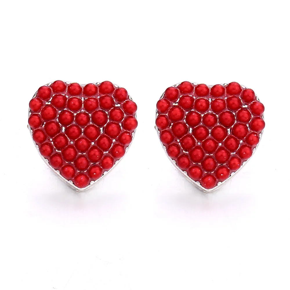 20pcs Snap Button Jewelry DIY Imitation Pearl Heart 12mm Metal Snaps Buttons Charms for 12mm Snap Bracelet