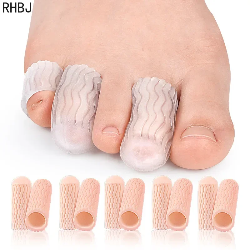 (2/6piece) Silicone Toe Protective Cover Anti-Friction Breathable Pain Relief Overlap Separation Orthotics Gel Toe Cap Protector